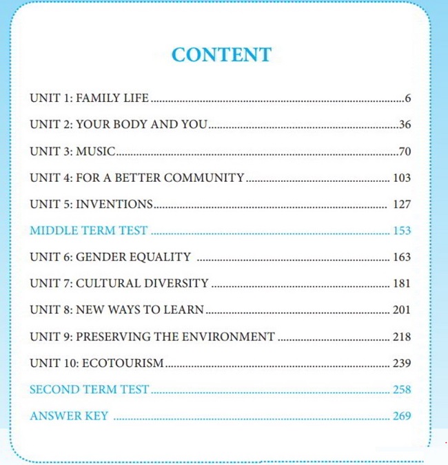 Mục lục sách bài tập tiếng Anh 10 - Bùi Văn Vinh có đáp án [PDF]